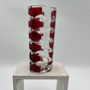 Vintage, Windsor Rubis, Cut to Clear Crystal Glass Vase by J G Durand for Lumina